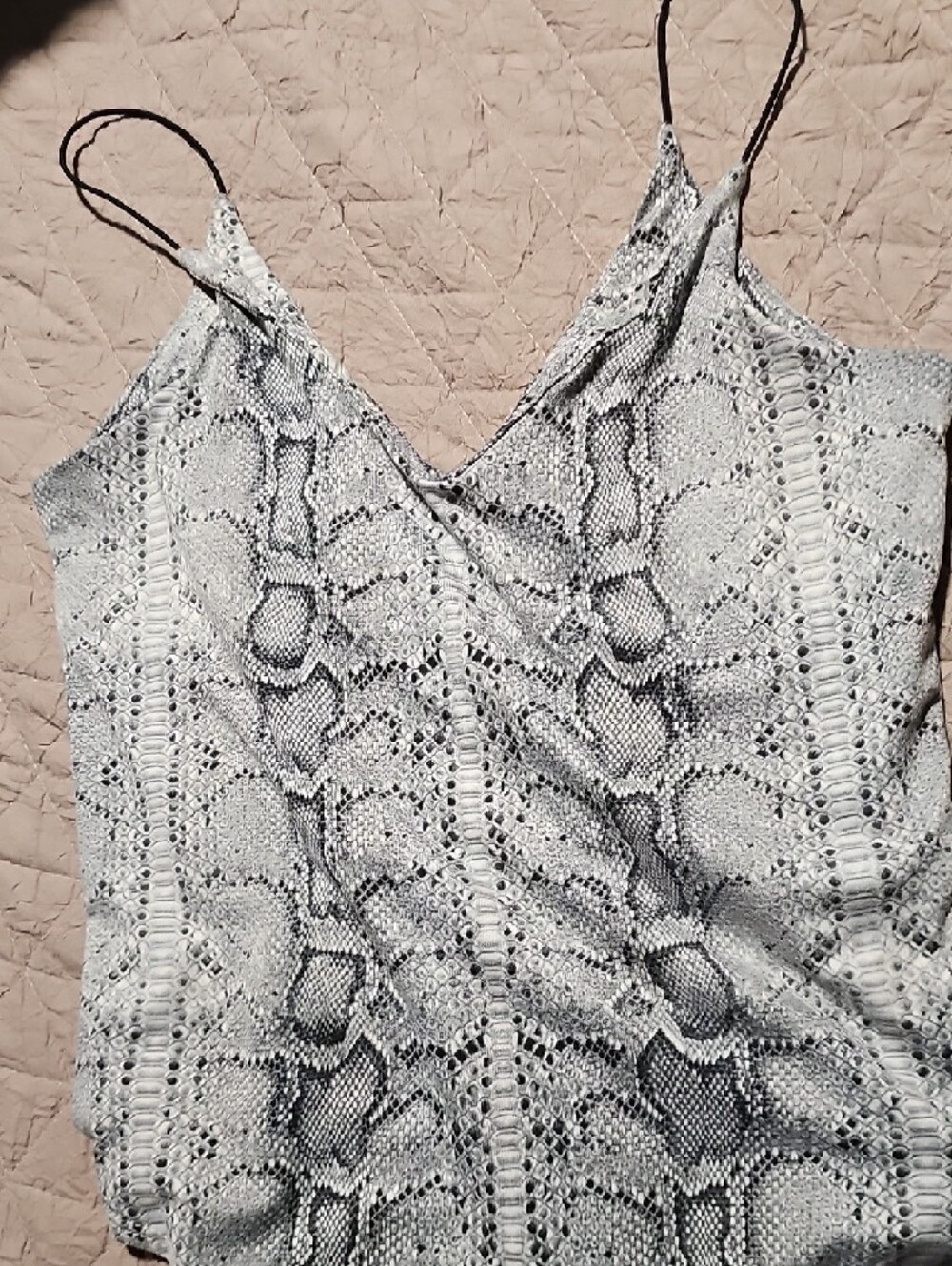 Snake-Print Bodysuit - White/Gray - Picture 2 of 3